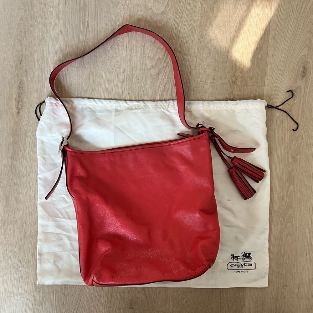 Coral Leather Coach Bag